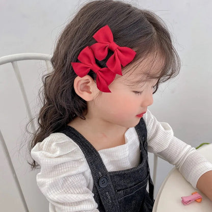ETHDJ00601  1Pair Simple Style Hair Bow Clips Non-slip Cute Bows Clip Barrettes Hair Accessories for Baby Girls
