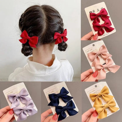 ETHDJ00601  1Pair Simple Style Hair Bow Clips Non-slip Cute Bows Clip Barrettes Hair Accessories for Baby Girls