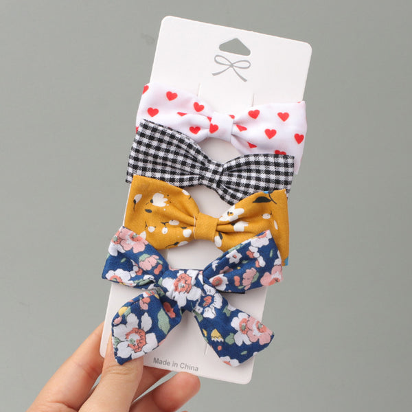 CN 4Pcs/Set Baby Girls Hair Bow Clips Cute Non-slip Bows Clip Hair Barrettes Accessories for Infants Toddler Kids