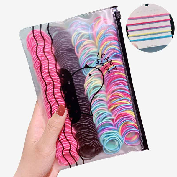 FS-137 500Pcs/Set Kids Elastic Hair Ties Multi-color Small Seamless Hair Rubber Bands Ponytail Holders for Toddler Girls