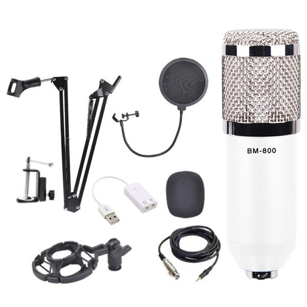 Condenser Microphone Audio Professional Kit Studio Recording Set with Stand
