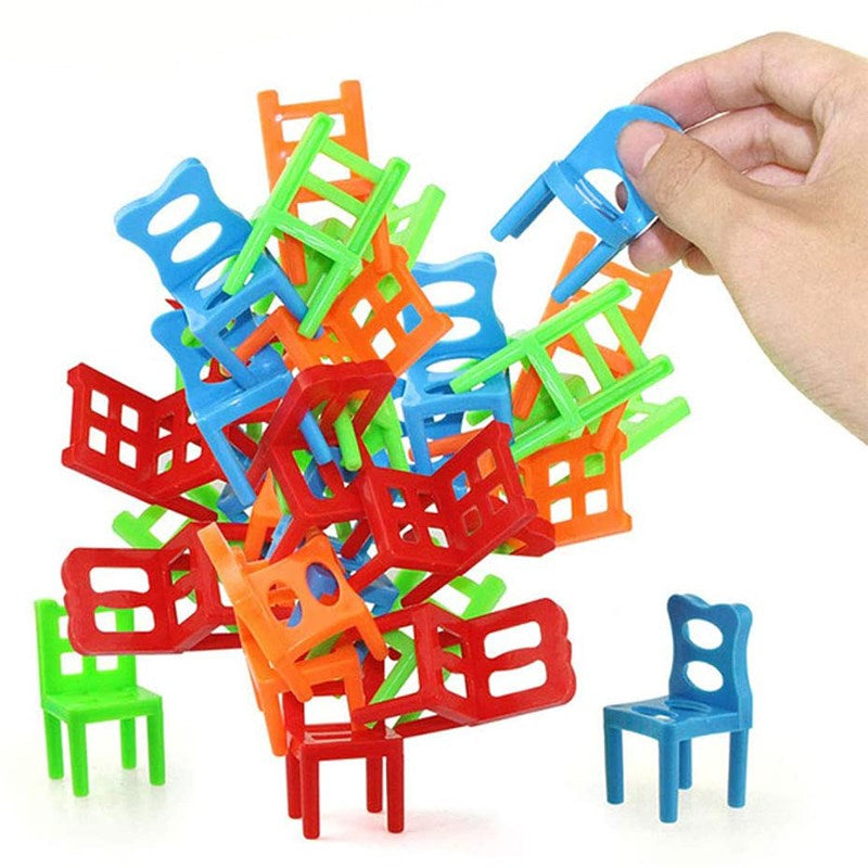 18PCS Kids Balance Chairs Game Stacking Puzzle Toys Family Party Game - Random Color