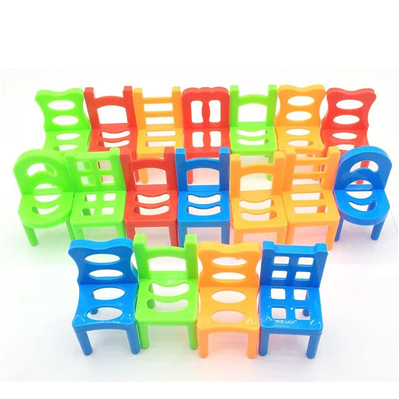 18PCS Kids Balance Chairs Game Stacking Puzzle Toys Family Party Game - Random Color