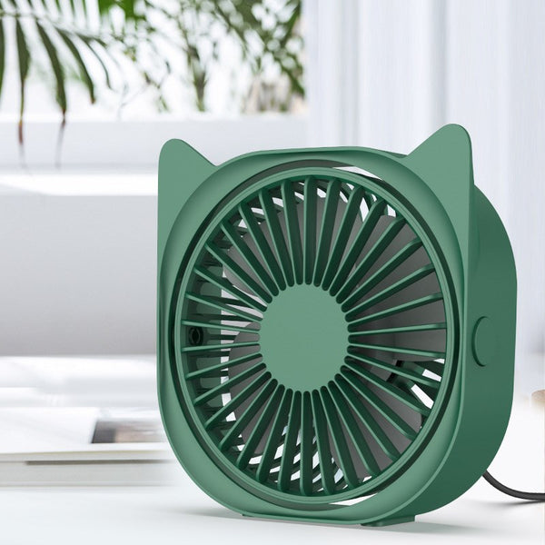 Cartoon Cat Ear Shape USB Rechargeable Cooling Fan Mini Table Fan