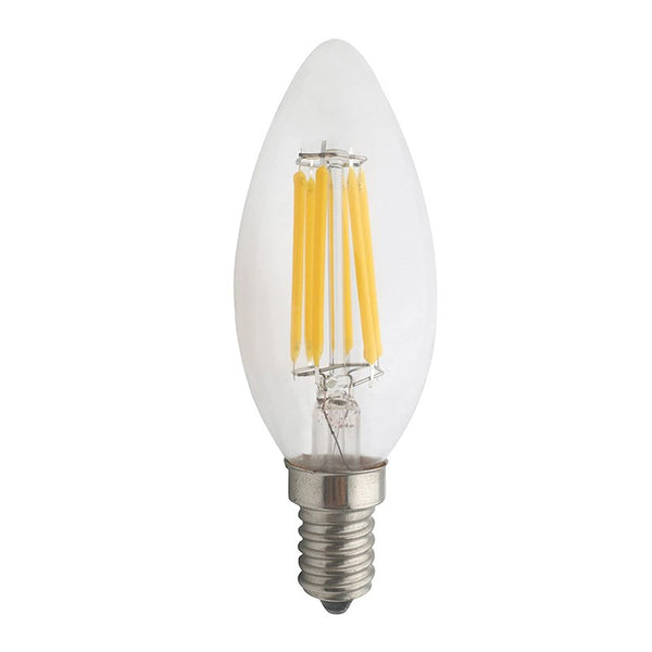 E14 C35 6W Candle Light LED Filament Bulb Dimmable 2700K Chandelier Bulb No Flicker Incandescent Lamp
