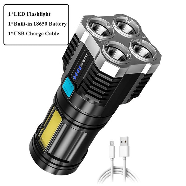 High Power LED Flashlight USB Rechargeable Outdoor CampingUltra Bright Torch