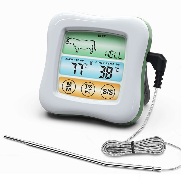 Digital Color Touch Screen Food Grill Thermometer with Timer for Kitchen (with Certification)