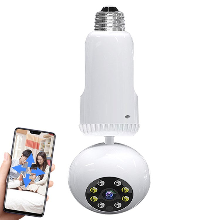 E27 Bulb Camera 2MP 1080P 360 Degree Panoramic Wireless Security Camera with Two-Way Audio Video Night Vision Motion Detection