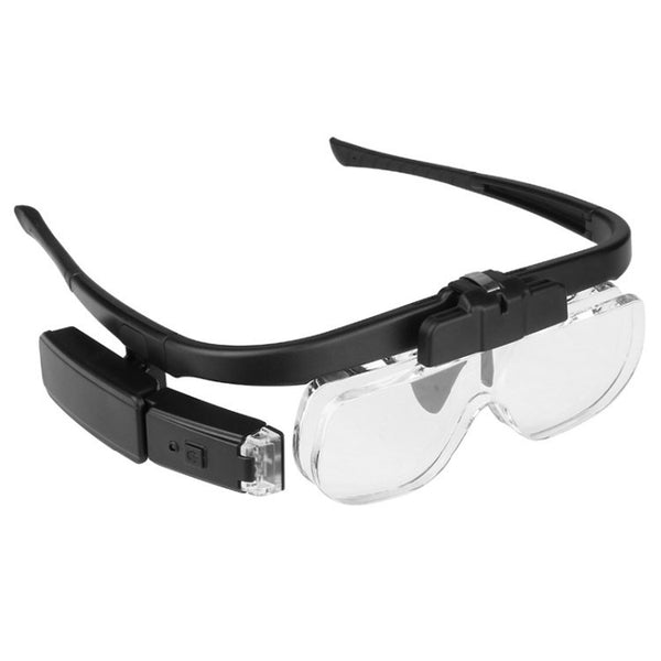 BEILESHI 11642DC Headband Magnifier Visor 5 Lens (1.5X 2.0X 2.5X 3.5X 4.0X 4.5X) Lighted Magnifying Glasses for Close Work Jewelry Crafts