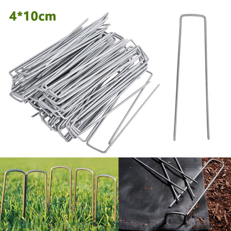 100Pcs/4x10cm Landscape Sod Staples Sturdy Garden Stakes Weed Barrier Pin for Garden