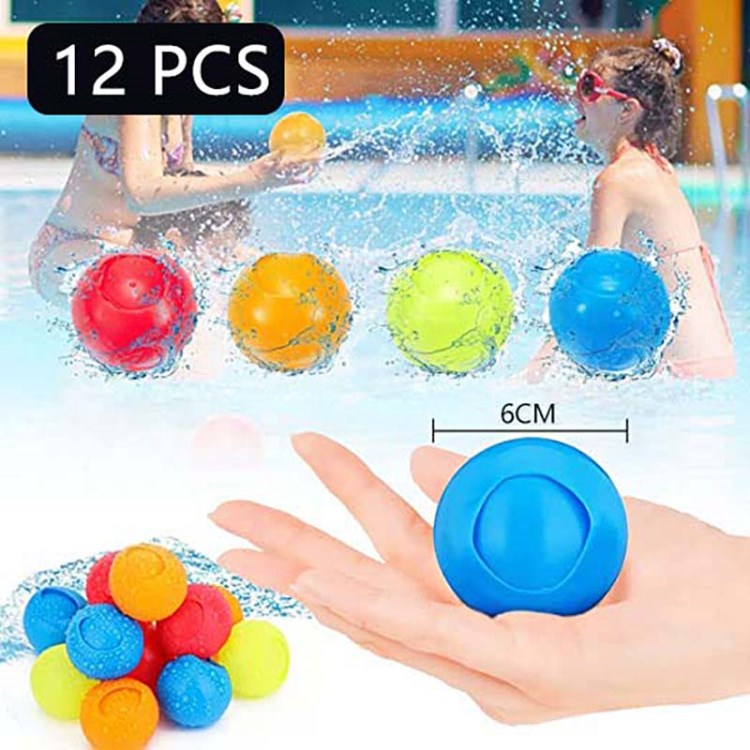 12Pcs Reusable Water Bombs Quick Fill Water Balloons Splash Soaker Water Fight Toy for Pool Party