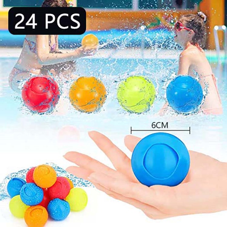24Pcs Reusable Water Bombs Quick Fill Water Balloons Splash Soaker Water Fight Toy for Pool Party