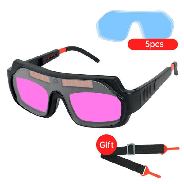 Anti-wear Durable Auto Darkening Welding Mask Helmet Goggles Glasses + Strap + 5 Lens Covers