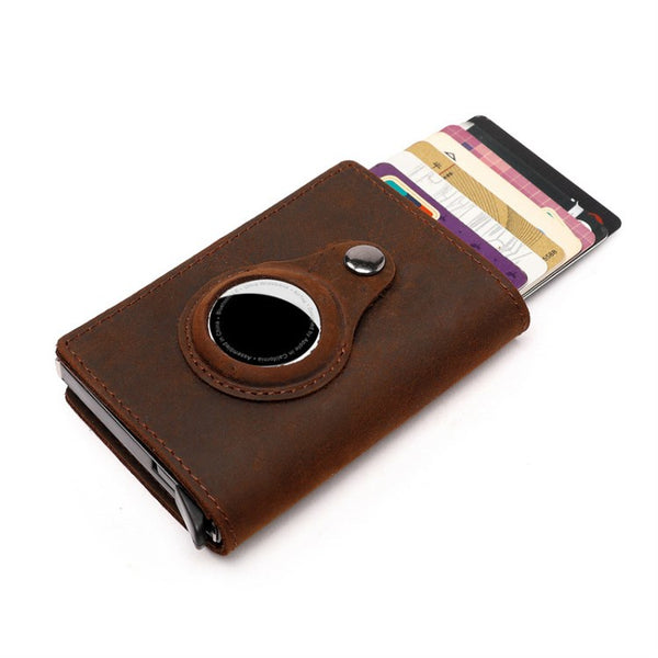 Genuine Leather Credit Card Holder for AirTag Wallet