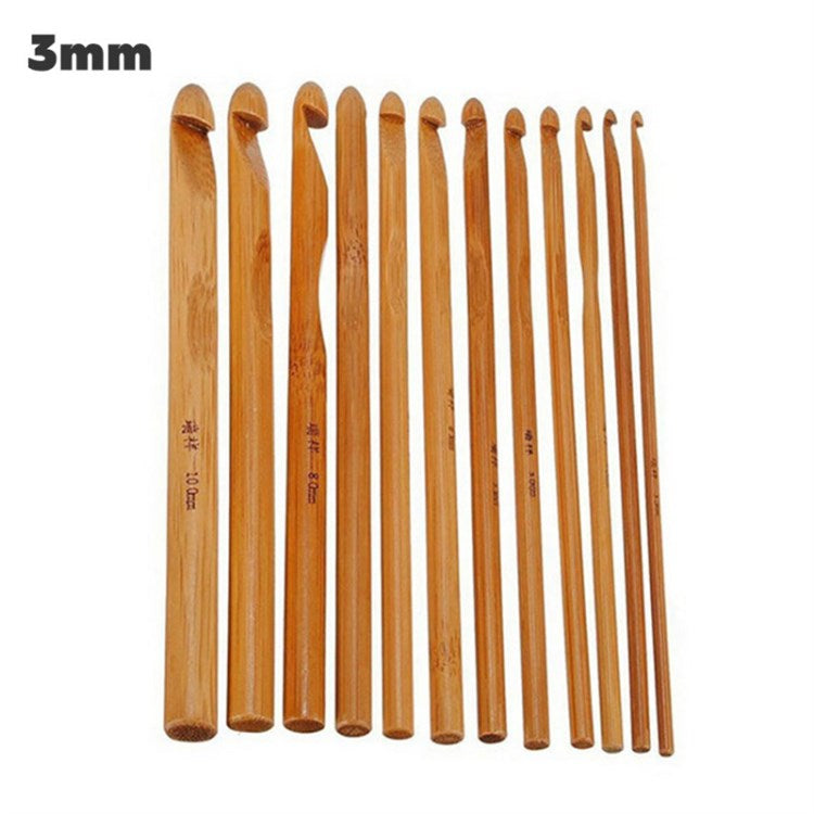 12Pcs Crochet Hooks 3-10mm Bamboo Knitting Needles Weave Yarn Craft Multi-Tools