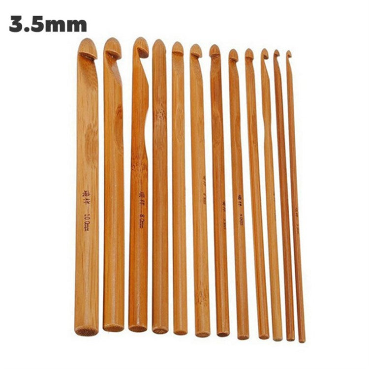 12Pcs Crochet Hooks 3-10mm Bamboo Knitting Needles Weave Yarn Craft Multi-Tools