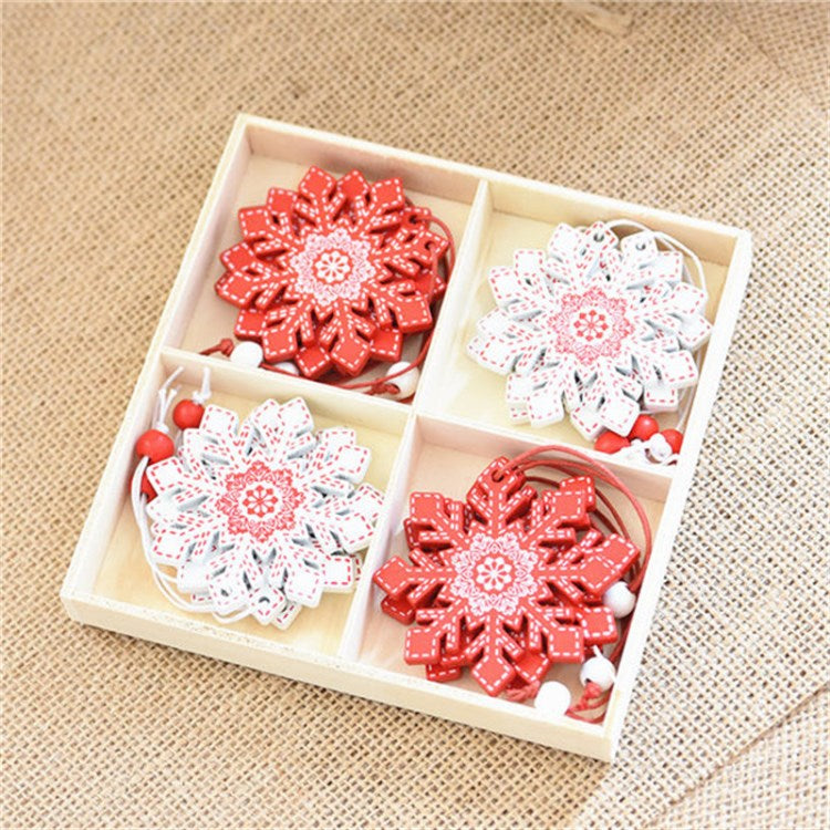 12Pcs Christmas Hanging Wood Tree Pendants Easter Ornaments Cutout Tag Pendants Baubles