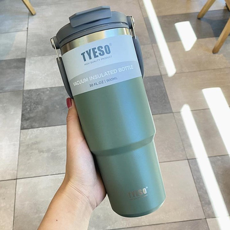TYESO Vacuum Insulated Water Bottle Large Capacity Stainless Steel Coffee Mug with Straw Lid for Hiking, Travel (BPA-free, No FDA Certificate)