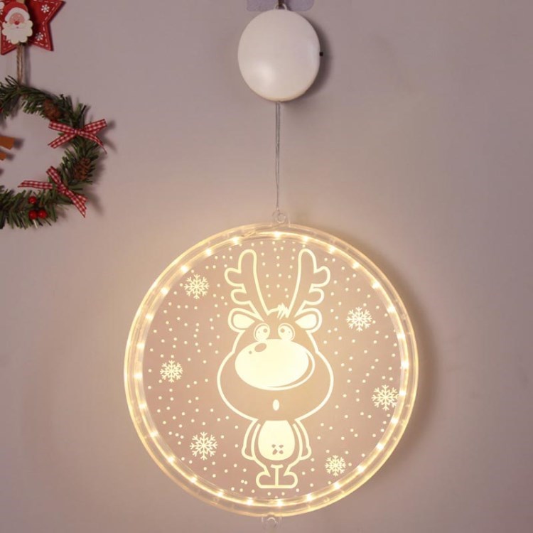 24cm Christmas Hanging Light Battery Powered LED Xmas Window Light for Xmas Tree Fireplace Window Indoor Outdoor Decor