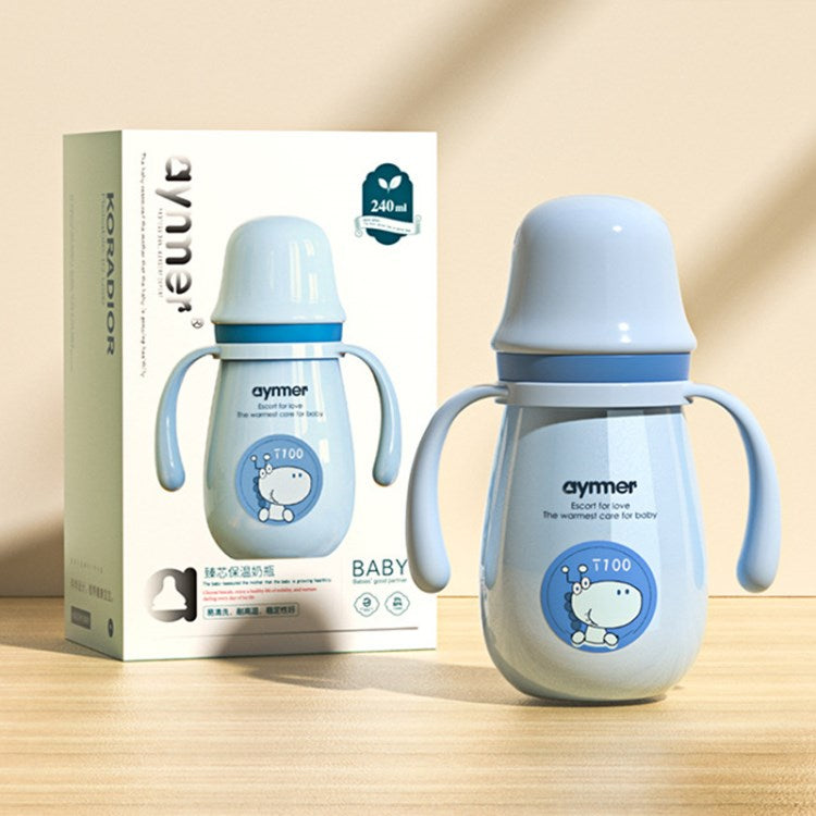 Stainless Steel Straw Sippy Cup Anti-drop Insulated Cup with Removable Handle for Baby Boys Girls (BPA Free, No FDA Certificate)