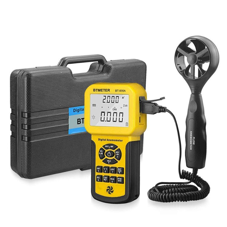 BTMETER BT-856A Digital Anemometer Handheld CFM CMM Wind Speed Meter Air Flow Velocity Tester with LCD Screen