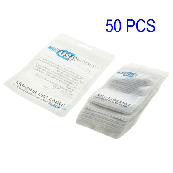 50Pcs/Lot Waterproof Plastic Package Bags for USB Cable, Size: 12 x 9.5cm