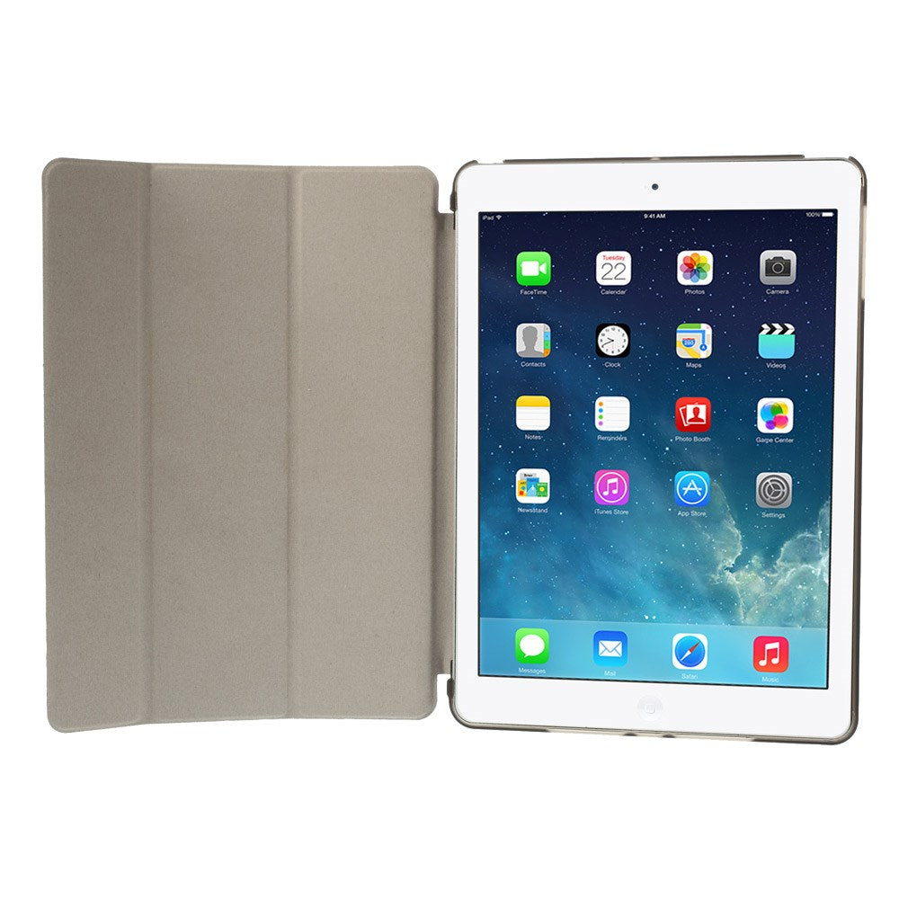 For iPad Air (2013) Protective Case Shockproof Shell PU Leather Tablet Three-fold Stand Cover Support Auto Wake/Sleep