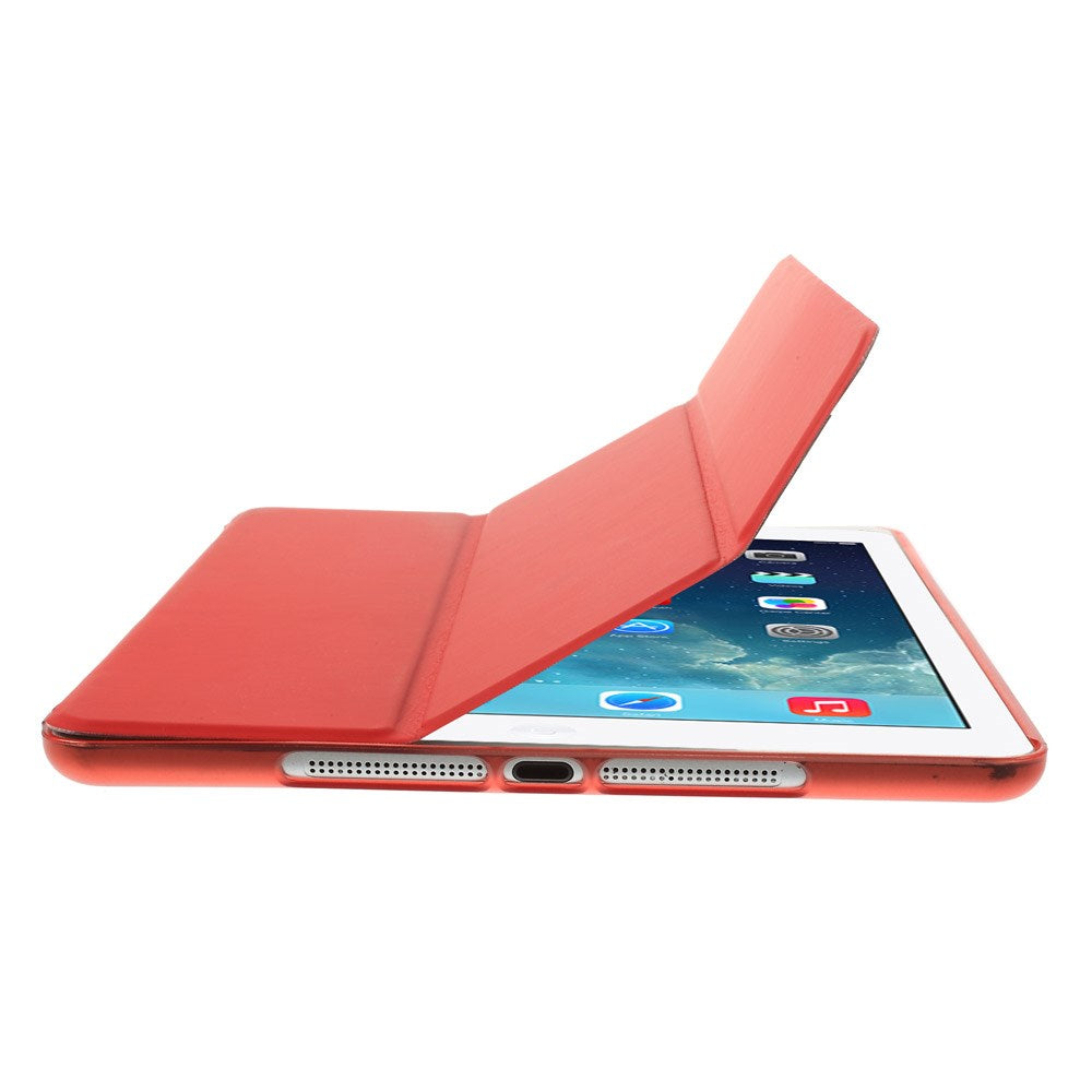 For iPad Air (2013) Protective Case Shockproof Shell PU Leather Tablet Three-fold Stand Cover Support Auto Wake/Sleep