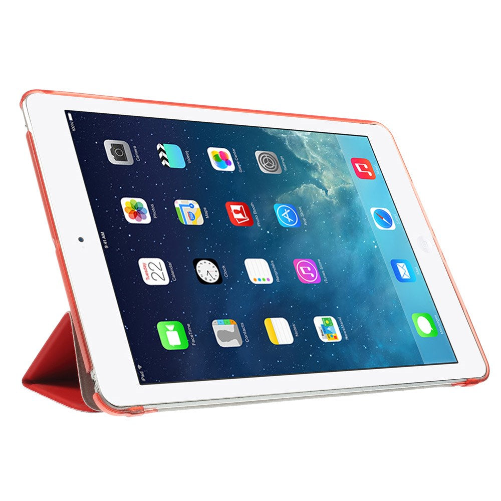 For iPad Air (2013) Protective Case Shockproof Shell PU Leather Tablet Three-fold Stand Cover Support Auto Wake/Sleep
