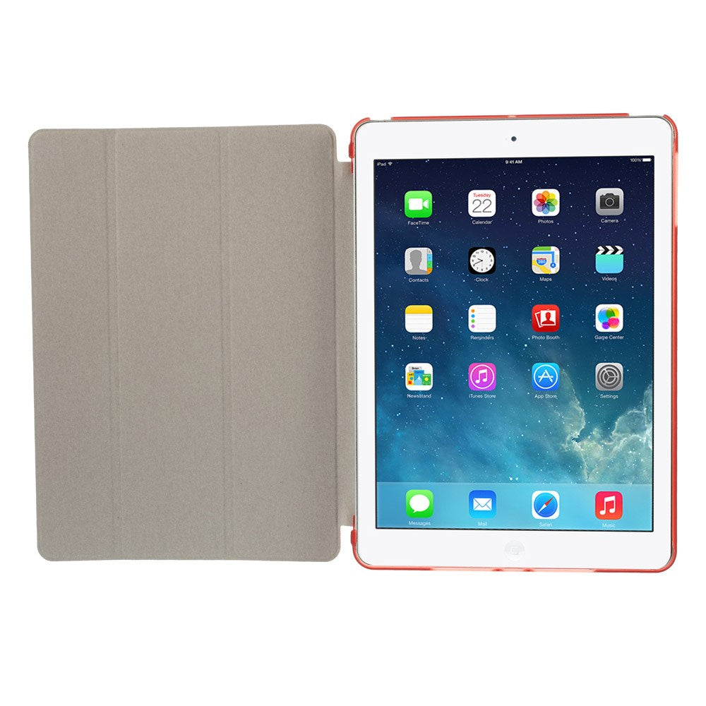 For iPad Air (2013) Protective Case Shockproof Shell PU Leather Tablet Three-fold Stand Cover Support Auto Wake/Sleep