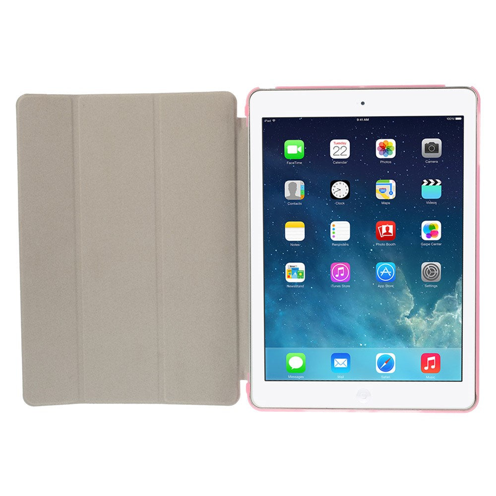 For iPad Air (2013) Protective Case Shockproof Shell PU Leather Tablet Three-fold Stand Cover Support Auto Wake/Sleep