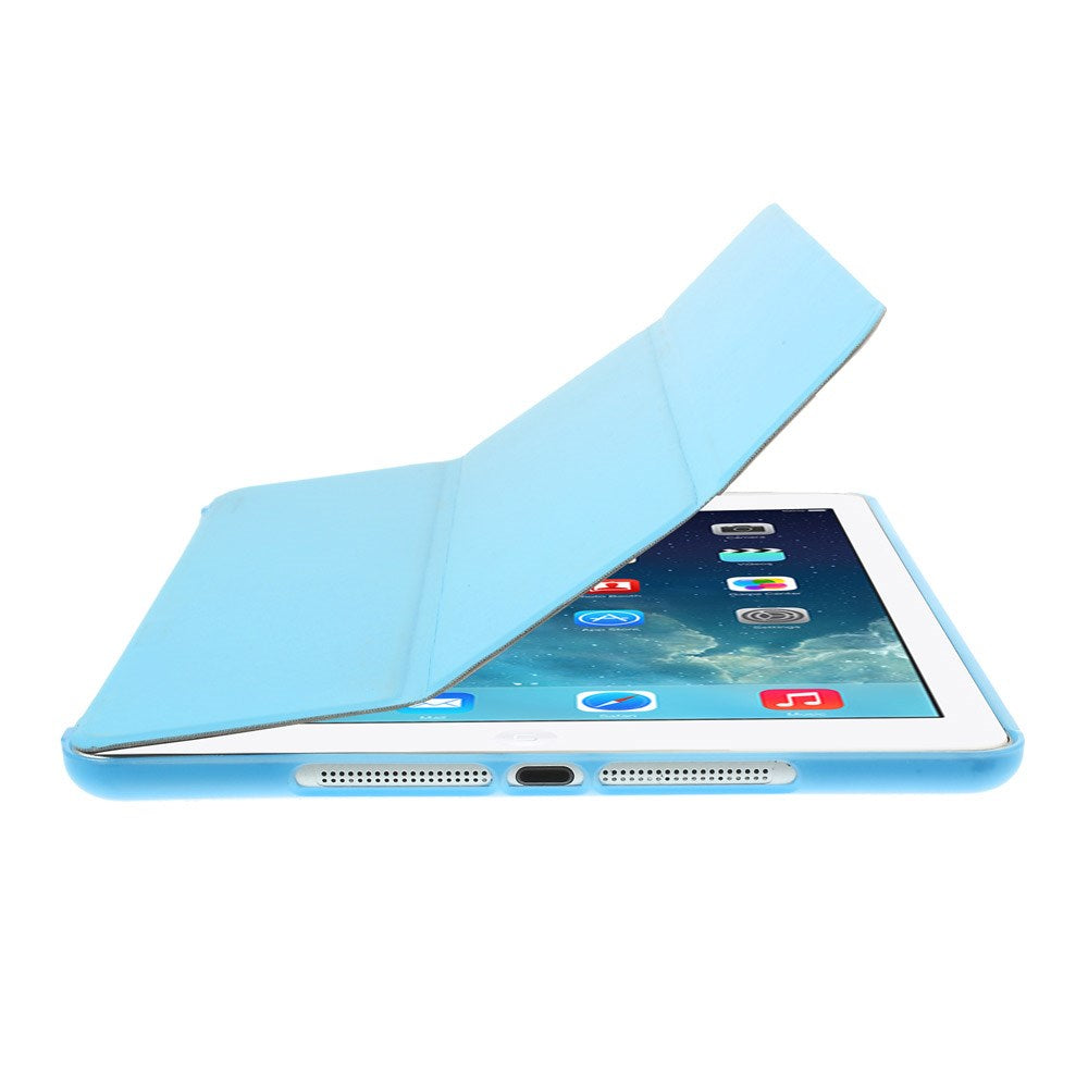 For iPad Air (2013) Protective Case Shockproof Shell PU Leather Tablet Three-fold Stand Cover Support Auto Wake/Sleep