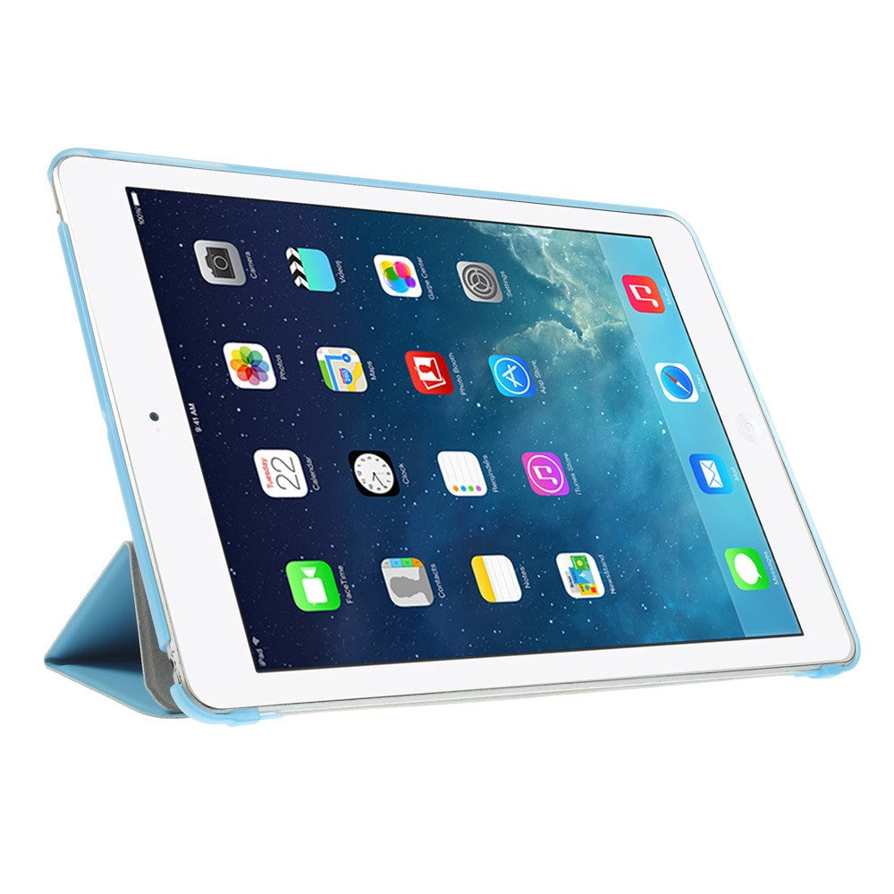 For iPad Air (2013) Protective Case Shockproof Shell PU Leather Tablet Three-fold Stand Cover Support Auto Wake/Sleep