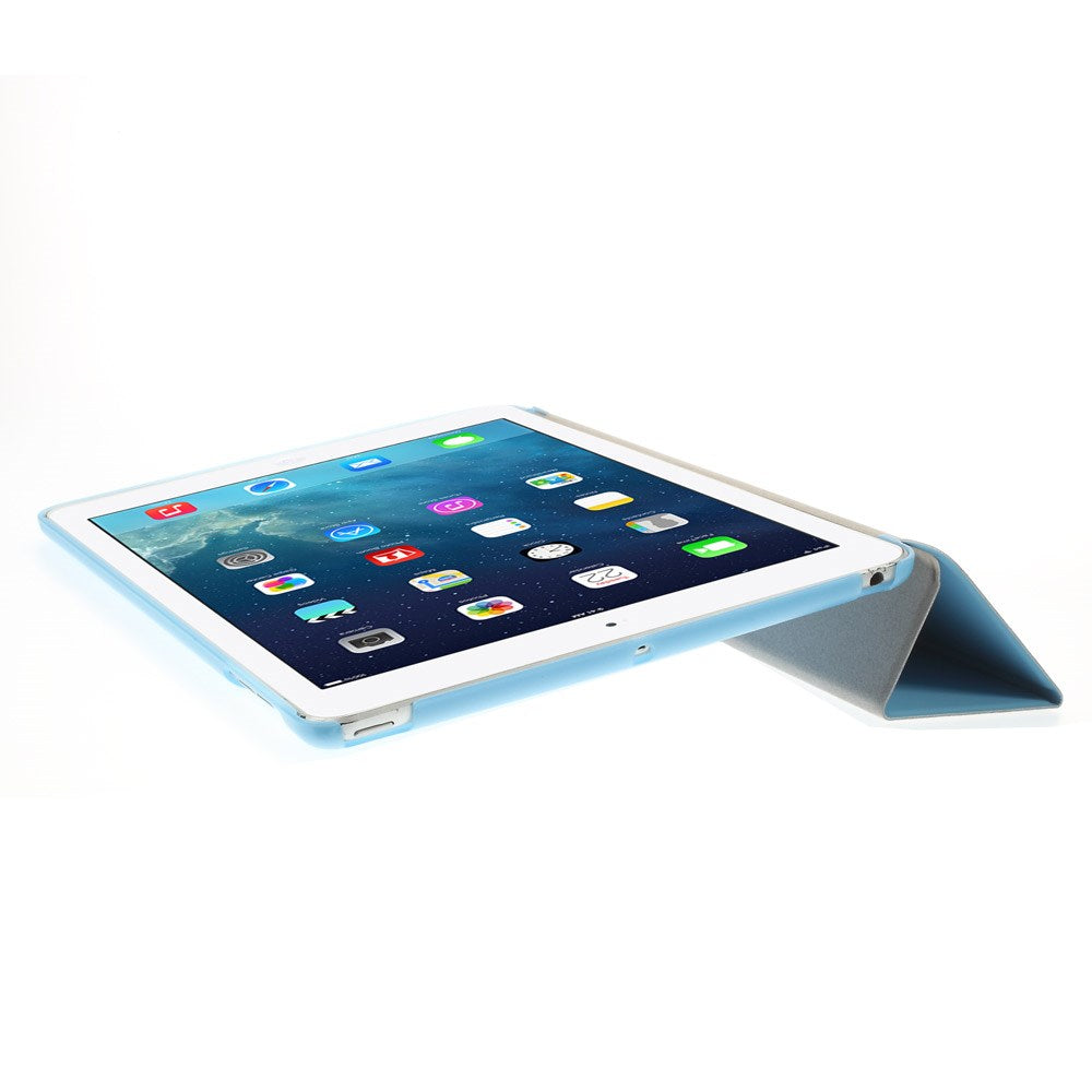 For iPad Air (2013) Protective Case Shockproof Shell PU Leather Tablet Three-fold Stand Cover Support Auto Wake/Sleep