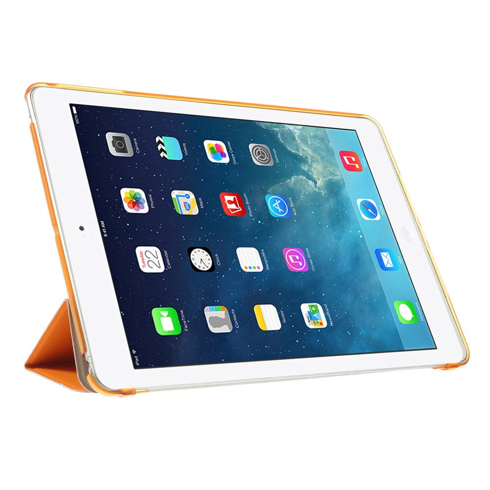 For iPad Air (2013) Protective Case Shockproof Shell PU Leather Tablet Three-fold Stand Cover Support Auto Wake/Sleep