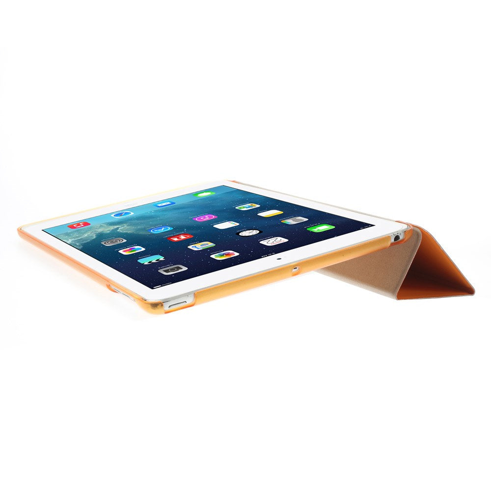 For iPad Air (2013) Protective Case Shockproof Shell PU Leather Tablet Three-fold Stand Cover Support Auto Wake/Sleep