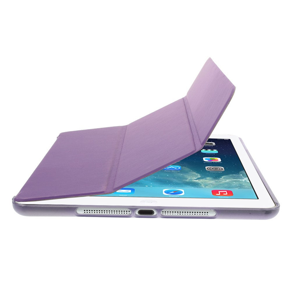 For iPad Air (2013) Protective Case Shockproof Shell PU Leather Tablet Three-fold Stand Cover Support Auto Wake/Sleep