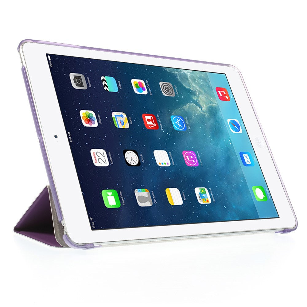 For iPad Air (2013) Protective Case Shockproof Shell PU Leather Tablet Three-fold Stand Cover Support Auto Wake/Sleep