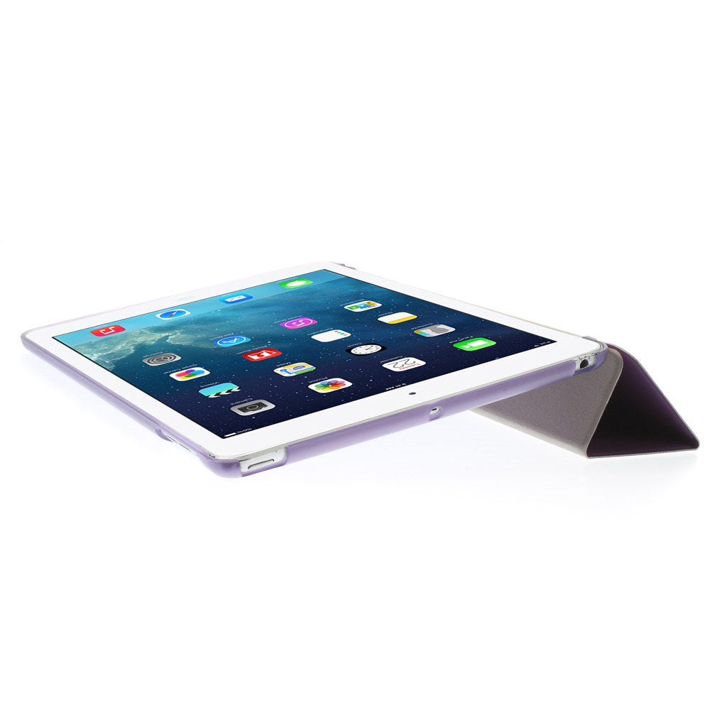 For iPad Air (2013) Protective Case Shockproof Shell PU Leather Tablet Three-fold Stand Cover Support Auto Wake/Sleep