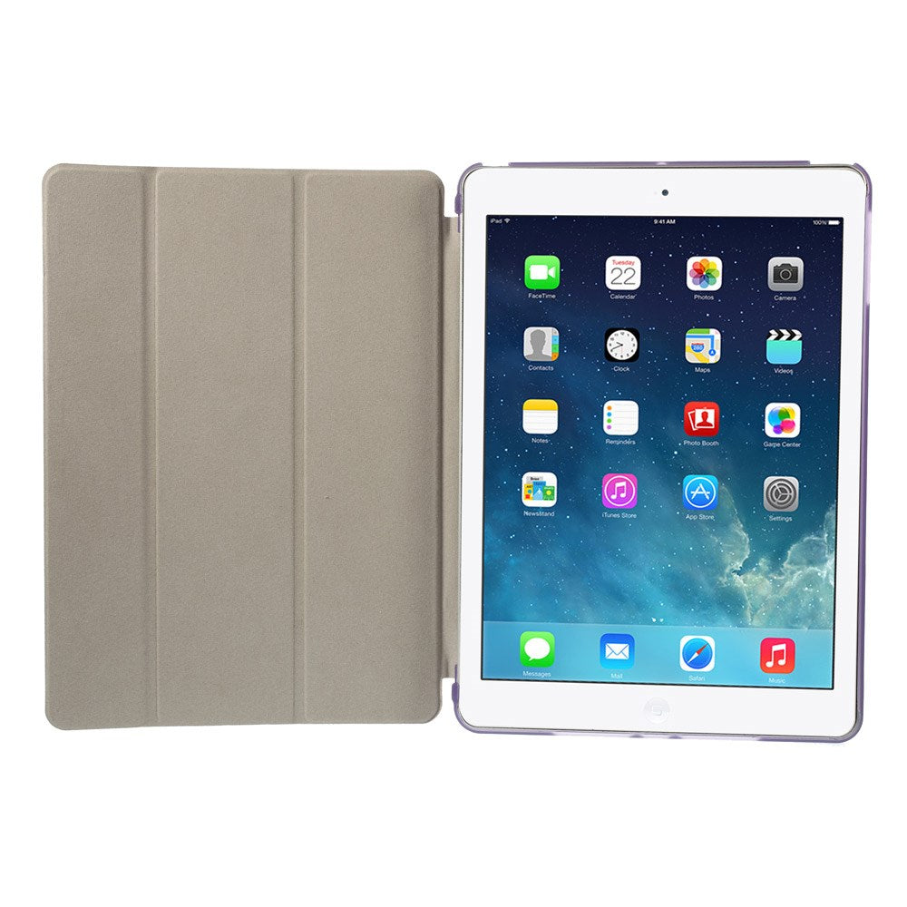 For iPad Air (2013) Protective Case Shockproof Shell PU Leather Tablet Three-fold Stand Cover Support Auto Wake/Sleep
