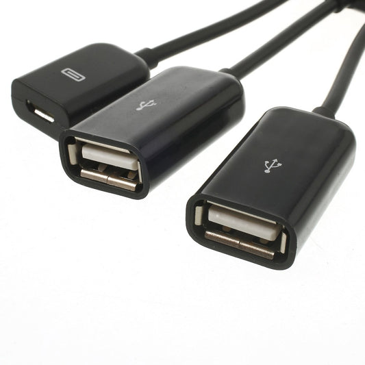 3 in 1 Micro USB HUB OTG Extension Adapter Cable for Samsung Smartphone & Tablet