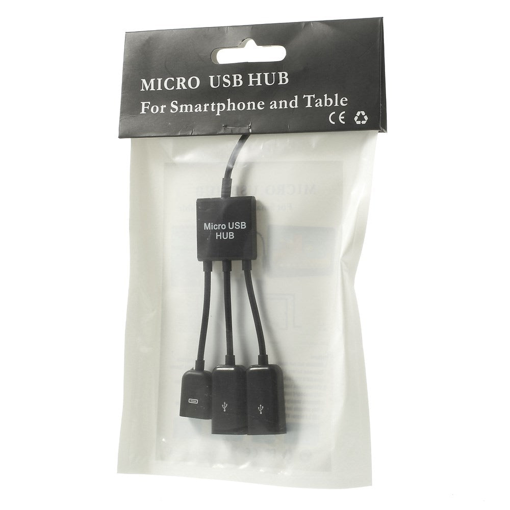 3 in 1 Micro USB HUB OTG Extension Adapter Cable for Samsung Smartphone & Tablet