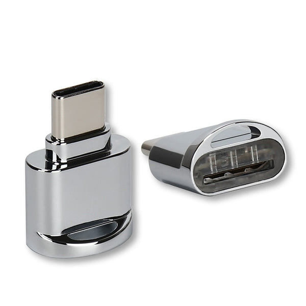 USB Type C Card Reader Aluminum Alloy TF Flash Memory Card Reader OTG Adapter
