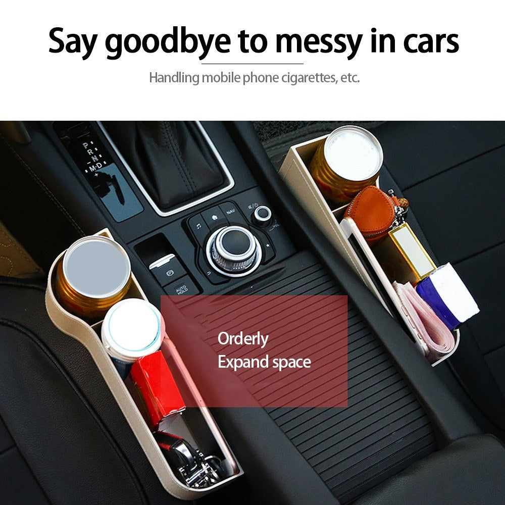 2Pcs/Set Car Seat Organizer Carriage Bag PU Case Multifunctional Storage Box Left/Right Gap Storage Box