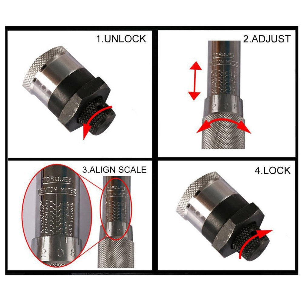 1/4-Inch DR 5-25Nm Drive Click Torque Wrench High Precision Adjustable Bike Torque Wrenches Car Repairing Tool Calibrated with Storage Case