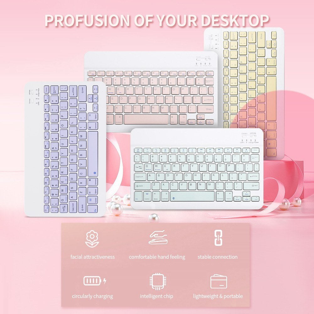 10-inch Wireless BT Keyboard Three-system Universal Colorful Rechargeable BT Keyboard