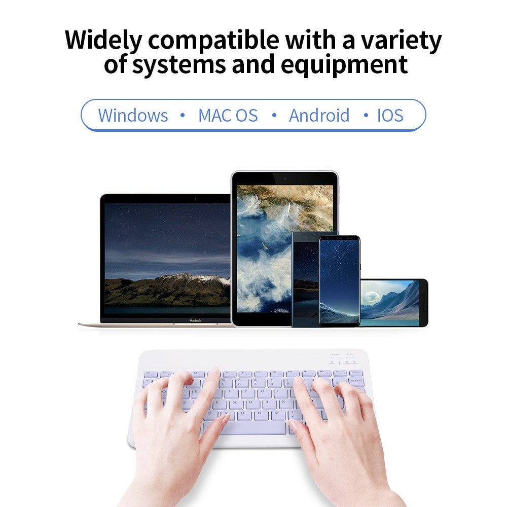 10-inch Wireless BT Keyboard Three-system Universal Colorful Rechargeable BT Keyboard