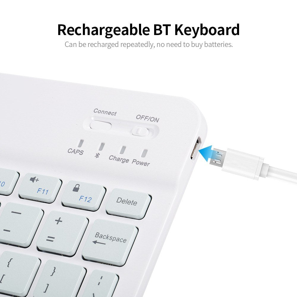 10-inch Wireless BT Keyboard Three-system Universal Colorful Rechargeable BT Keyboard