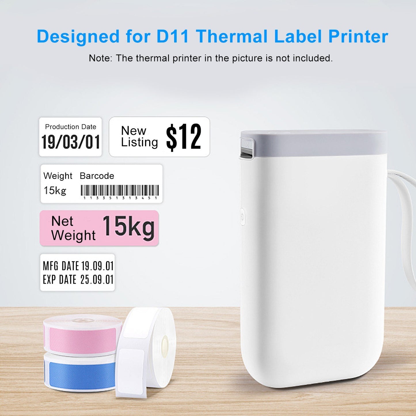 160Pcs/Roll For Home Organizer Supermarket Study Waterproof Thermal Printing Blank Labels