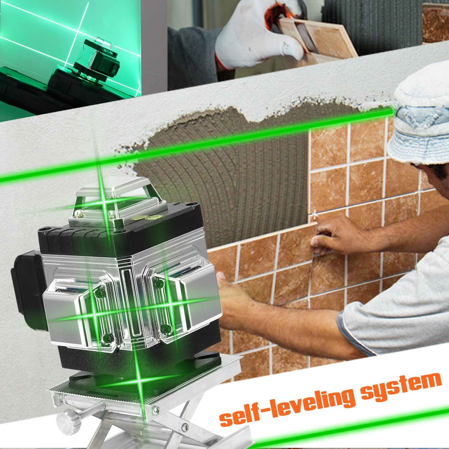 Flexible Stable Multi-functional 16 Lines Laser Level 3-degree Self-leveling Function Leveling Tool Omnidirectional Ground and Wall Sticker with Vertical Horizontal Oblique Line